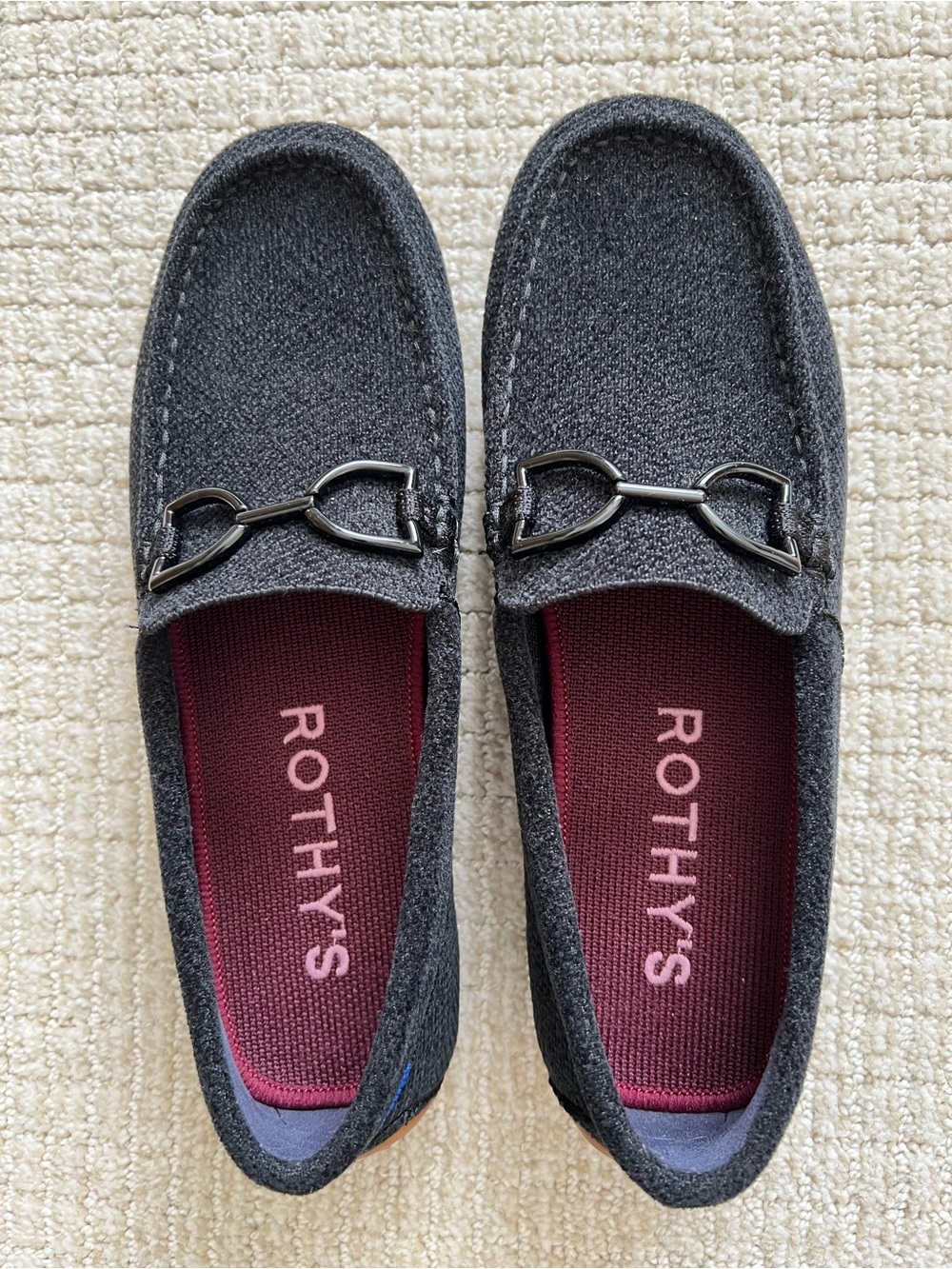 Rothy's The Revelvet Double Bit Driver Loafers in Black with Gunmetal Bit